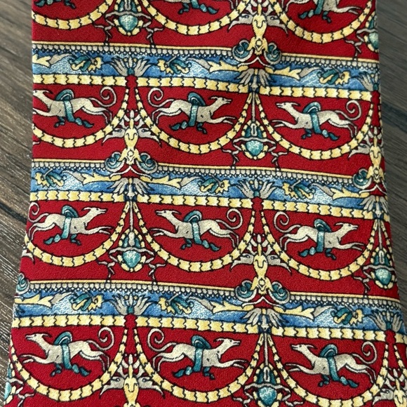 TWO Metropolitan Museum of Art Ties Blue Red Pattern Yellow Geometric Silk - Picture 9 of 12